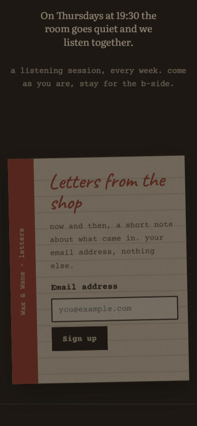 Without Qloo: mobile · newsletter-jcard